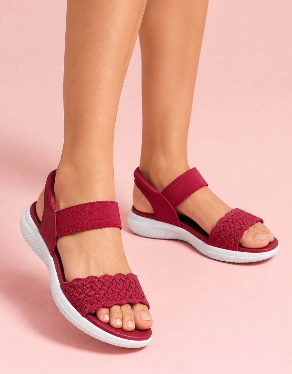 Skechers Slip-Ins Ultra Flex 3.0 Sandal - Pretty Combo Wide Fit in Red.  Size 6